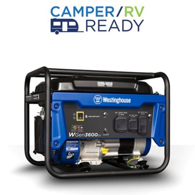 Westinghouse 4,650/3,600-Watt Gasoline Powered Portable Generator, RV Ready Outlet with CO Sensor It starts easy, ran fairly quiet for a gas generator, and provided the power that we needed to run the AC, microwave and other camp trailer electrical appliances