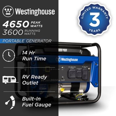 Image showing  4,650/3,600-Watt Gasoline Powered Portable Generator, RV-Ready Outlet with CO Sensor