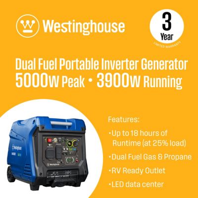 Image showing  5,000/3,900-Watt Dual-Fuel Portable Inverter Generator, RV Outlet, Electric Start