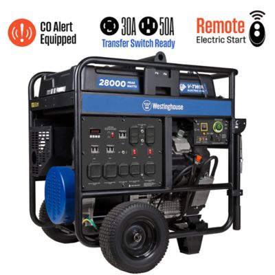 Westinghouse 28,000 Watt Gas Portable Generator, Home Backup, Remote Start with CO Sensor