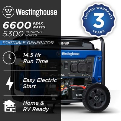 Image showing  6,600/5,300-Watt Gasoline Powered Portable Generator, Electric Start, CO Sensor
