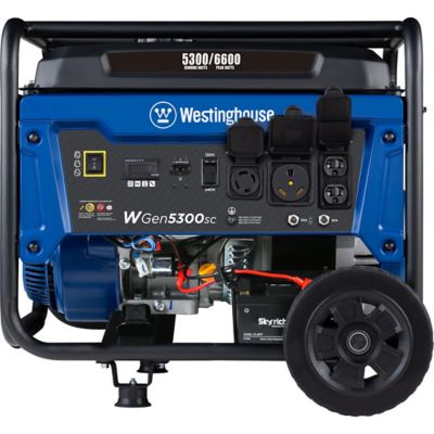 Image showing 5 th Westinghouse 6,600/5,300-Watt Gasoline Powered Portable Generator, Electric Start, CO Sensor