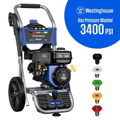 Westinghouse 3400-PSI, 2.5-GPM Gas Pressure Washer with 5 Nozzles & Soap Tank Very powerful gas pressure washer