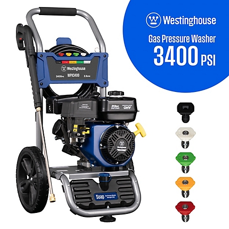 Westinghouse 3400-PSI, 2.6-GPM Gas Pressure Washer with 5 Nozzles & Soap Tank
