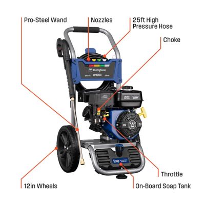 Image showing  3,400 PSI 2.6 GPM Gas Cold Water Pressure Washer with 5 Nozzles and Soap Tank