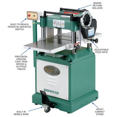 Image showing  G0453Z-15 in. 3 HP Planer With Spiral Cutt