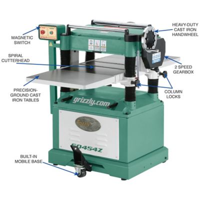 Image showing  G0454Z-20 in. 5 HP Planer with Spiral Cutter, G0454Z