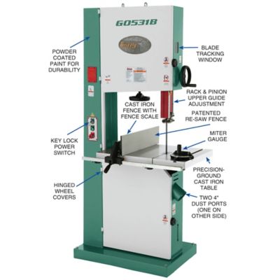 Image showing  G0531B-21 in. 5 HP Industrial Bandsaw With, G0531B