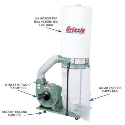 Image showing  1.5 HP 12/6A Portable Dust Collector, 5.7 cu. ft. Capacity, 1,300 CFM