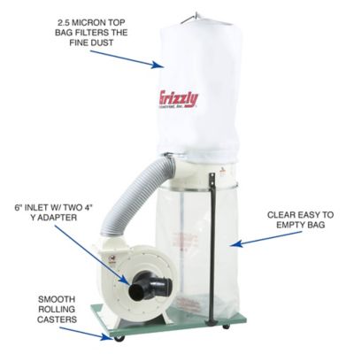 Image showing  2 HP 9A Dust Collector with Aluminum Impeller, 5.7 cu. ft. Capacity, 1,550 CFM