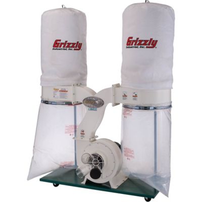 Grizzly 3 HP 12A Dust Collector with Aluminum Impeller, 11.4 cu. ft. Capacity, 2,300 CFM