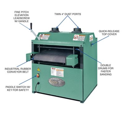 Image showing  G1079R-16 in. 2 HP Drum Sander with Rubber C