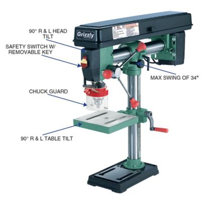 Image showing  G7945 34 in. Swing 5-Speed Benchtop Radial Drill Press