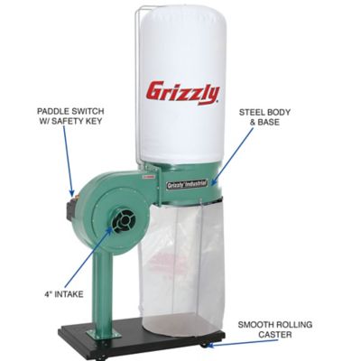 Image showing  G8027 1 hp 8A Dust Collector, 2.3 cu. ft. Capacity, 500 CFM