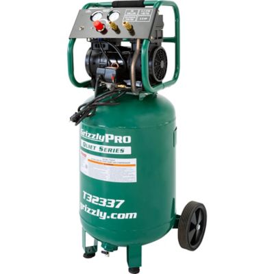Grizzly 2.5 HP 20 gal. Oil-Free Quiet Series A Standup Air Compressor, 175 PSI
