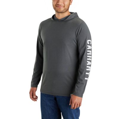 Image showing  Men's Force Relaxed Fit Midweight Logo Graphic Hooded Long-Sleeve T-Shirt, 106654-CRH