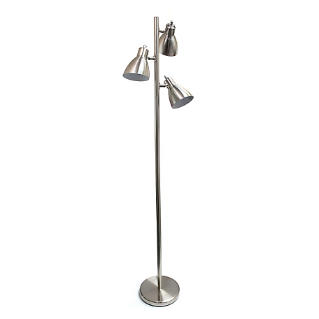 Creekwood Home 3 Light Metal Tree Floor Lamp with Metal Adjustable Spotlight Shades