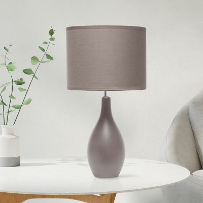 Image showing  Traditional Standard Ceramic Dewdrop Table Desk Lamp with Matching Fabric Shade