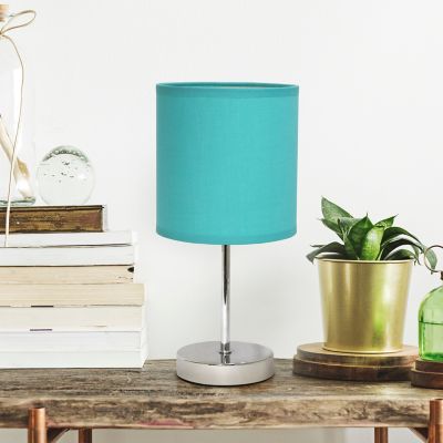 Image showing  Traditional Metal Stick Bedside Table Desk Lamp with Fabric Drum Shade