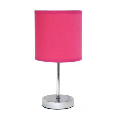 Image showing  Traditional Metal Stick Bedside Table Desk Lamp with Fabric Drum Shade
