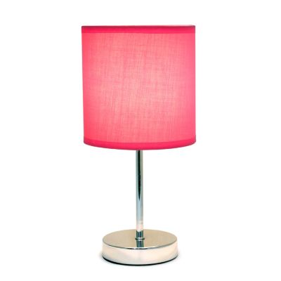 Image showing  Traditional Metal Stick Bedside Table Desk Lamp with Fabric Drum Shade