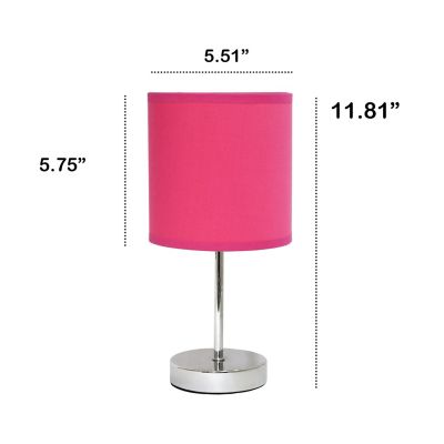 Image showing  Traditional Metal Stick Bedside Table Desk Lamp with Fabric Drum Shade