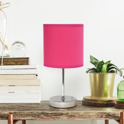 Image showing  Traditional Metal Stick Bedside Table Desk Lamp with Fabric Drum Shade