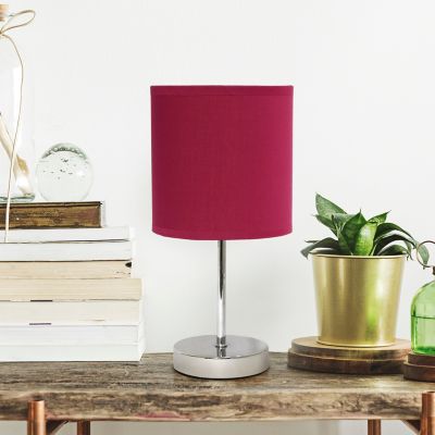 Image showing  Traditional Metal Stick Bedside Table Desk Lamp with Fabric Drum Shade