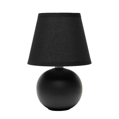 Creekwood Home Traditional Ceramic Orb Base Bedside Table Desk Lamp with Matching Tapered Drum Fabric Shade