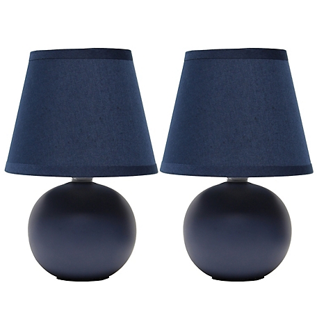 Creekwood Home Traditional Ceramic Orb Base Bedside Table Desk Lamp Two Pack Set with Matching Tapered Drum Fabric Shade