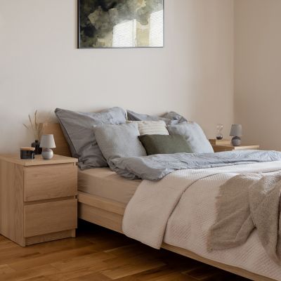 Image showing  Traditional Ceramic Orb Base Bedside Table Desk Lamp Two Pack Set with Matching Tapered Drum Fabric Shade