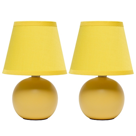 Creekwood Home Traditional Ceramic Orb Base Bedside Table Desk Lamp Two Pack Set with Matching Tapered Drum Fabric Shade
