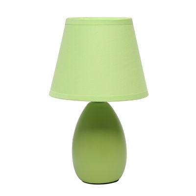 Image showing  Traditional Ceramic Oblong Bedside Table Desk Lamp with Matching Tapered Drum Fabric Shade