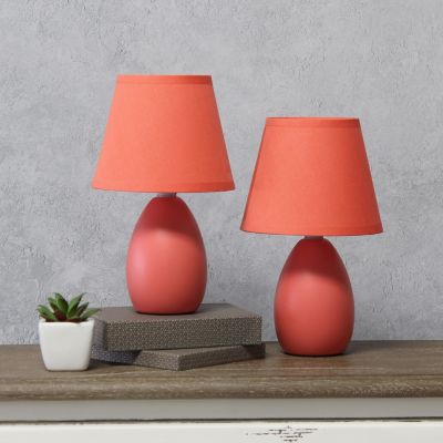 Image showing  Traditional Ceramic Oblong Bedside Table Desk Lamp Two Pack Set with Matching Tapered Drum Fabric Shade