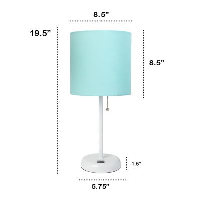 Image showing  Contemporary Bedside USB Port Feature Standard Metal Table Desk Lamp with Drum Fabric Shade
