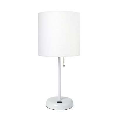 Creekwood Home Contemporary Bedside Usb Port Feature Standard Metal Table Desk Lamp With Drum Fabric Shade