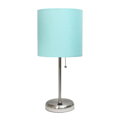 Image showing  Contemporary Bedside USB Port Feature Standard Metal Table Desk Lamp with Fabric Shade