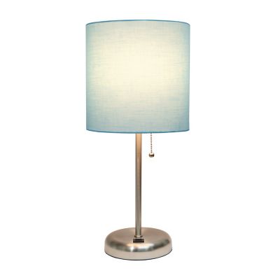 Image showing  Contemporary Bedside USB Port Feature Standard Metal Table Desk Lamp with Fabric Shade