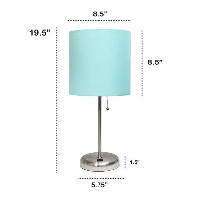 Image showing  Contemporary Bedside USB Port Feature Standard Metal Table Desk Lamp with Fabric Shade