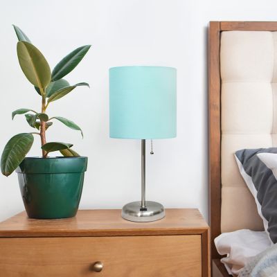 Image showing  Contemporary Bedside USB Port Feature Standard Metal Table Desk Lamp with Fabric Shade