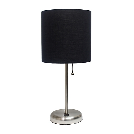 Creekwood Home Contemporary Bedside USB Port Feature Standard Metal Table Desk Lamp with Fabric Shade