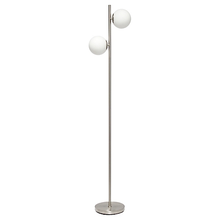 Simple Designs Mid Century Modern Standing Tree Floor Lamp with Dual Glass Globe Shade