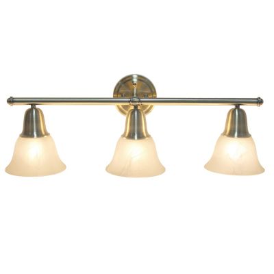 Image showing  Three Light Metal and Alabaster Glass Shade Vanity Uplight Downlight Wall Mounted Fixture with Metal Accents
