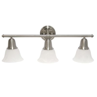 Lalia Home Three Light Metal and Alabaster Glass Shade Vanity Uplight Downlight Wall Mounted Fixture with Metal Accents
