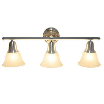 Image showing  Three Light Metal and Alabaster Glass Shade Vanity Uplight Downlight Wall Mounted Fixture with Metal Accents