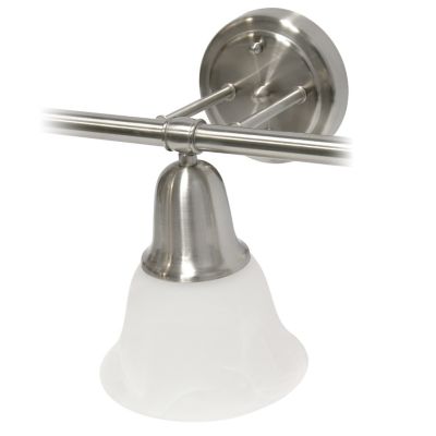 Image showing  Three Light Metal and Alabaster Glass Shade Vanity Uplight Downlight Wall Mounted Fixture with Metal Accents