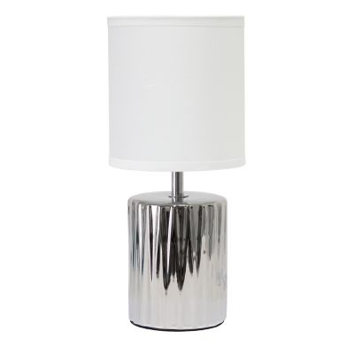 Simple Designs Contemporary Ruffled Capsule Bedside Table Desk Lamp with Drum Fabric Shade