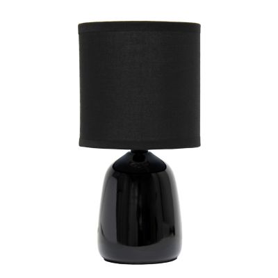 Simple Designs Traditional Ceramic Thimble Base Bedside Table Desk Lamp with Matching Fabric Shade