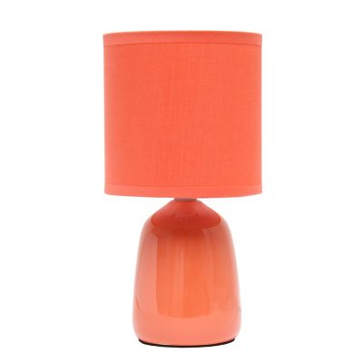 Simple Designs Traditional Ceramic Thimble Base Bedside Table Desk Lamp with Matching Fabric Shade