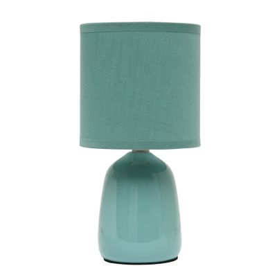 Simple Designs Traditional Ceramic Thimble Base Bedside Table Desk Lamp with Matching Fabric Shade